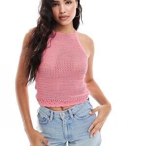 FASHION NOVA Pink Crochet Halter Top SWIM size 3XL Coral new with tags